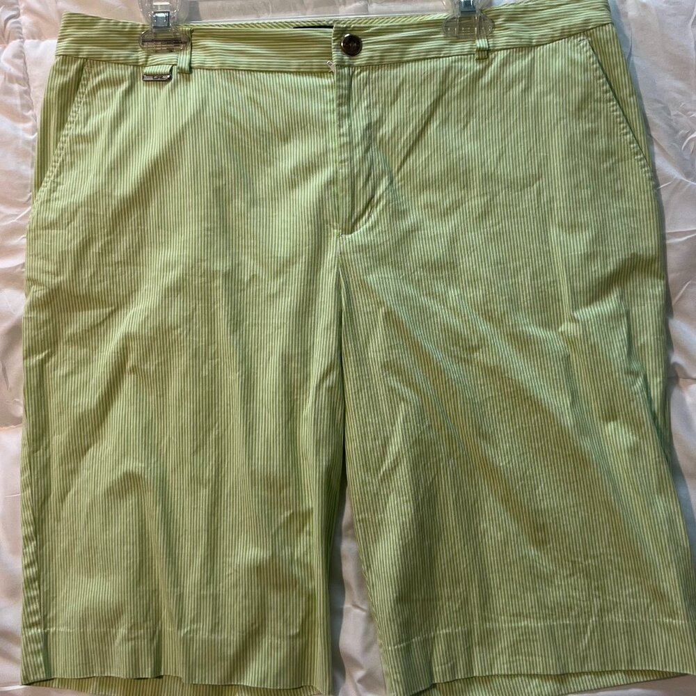 Green & White Striped Lauren Ralph Lauren Shorts Size 14